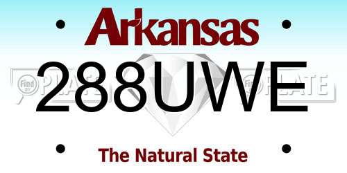 288UWE Arkansas License Plate