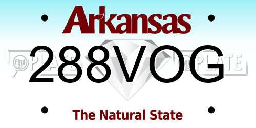 288VOG Arkansas License Plate