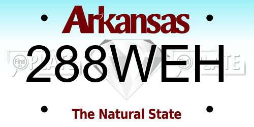288WEH Arkansas License Plate