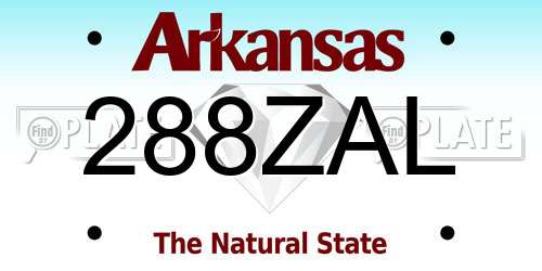 288ZAL Arkansas License Plate