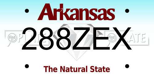 288ZEX Arkansas License Plate