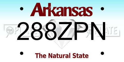 288ZPN Arkansas License Plate