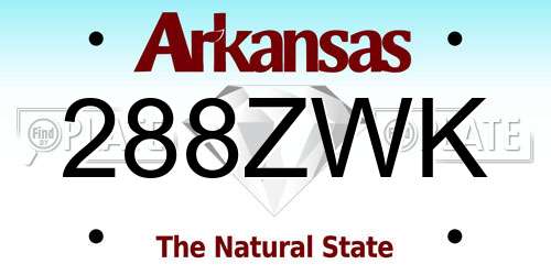 288ZWK Arkansas License Plate