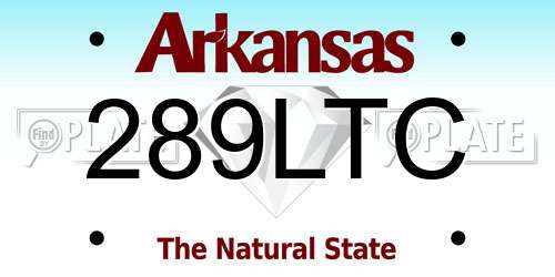 289LTC Arkansas License Plate