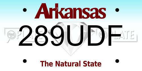 289UDF Arkansas License Plate