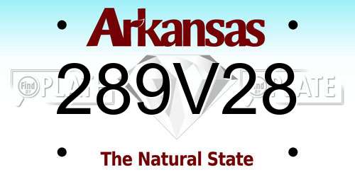 289V28 Arkansas License Plate