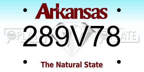 289V78 Arkansas License Plate