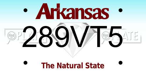 289VT5 Arkansas License Plate