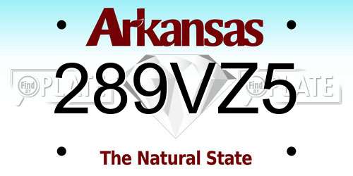289VZ5 Arkansas License Plate