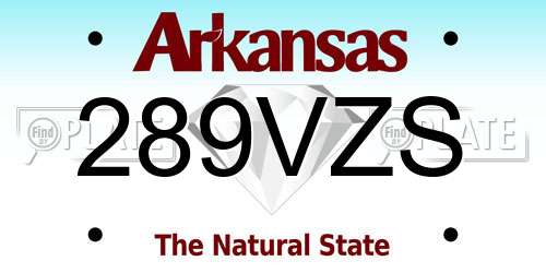 289VZS Arkansas License Plate