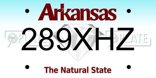 289XHZ Arkansas License Plate