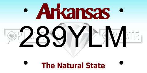 289YLM Arkansas License Plate