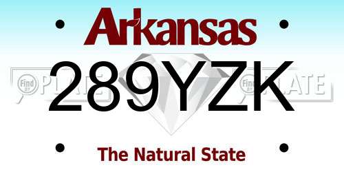 289YZK Arkansas License Plate