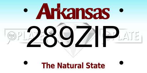 289ZIP Arkansas License Plate
