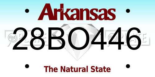 28BO446 Arkansas License Plate