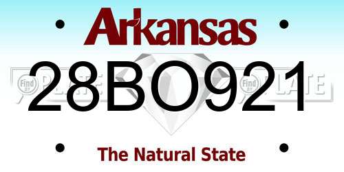 28BO921 Arkansas License Plate