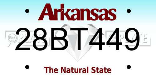 28BT449 Arkansas License Plate