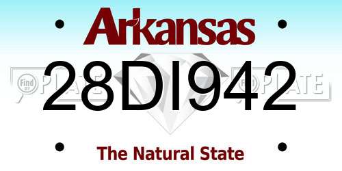 28DI942 Arkansas License Plate