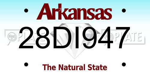 28DI947 Arkansas License Plate