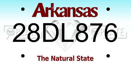 28DL876 Arkansas License Plate