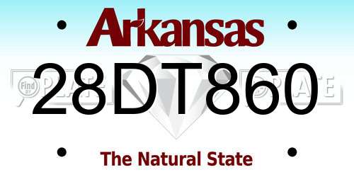28DT860 Arkansas License Plate