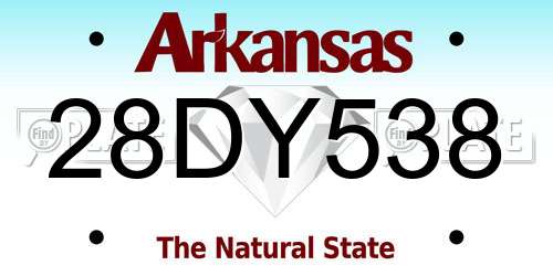 28DY538 Arkansas License Plate