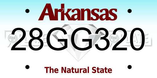 28GG320 Arkansas License Plate