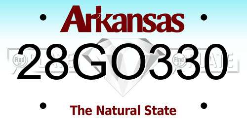 28GO330 Arkansas License Plate