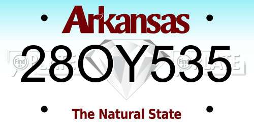 28OY535 Arkansas License Plate