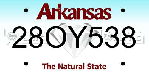 28OY538 Arkansas License Plate