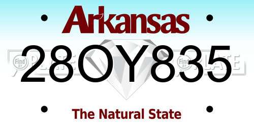 28OY835 Arkansas License Plate