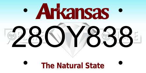 28OY838 Arkansas License Plate