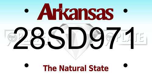 28SD971 Arkansas License Plate