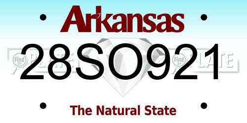 28SO921 Arkansas License Plate
