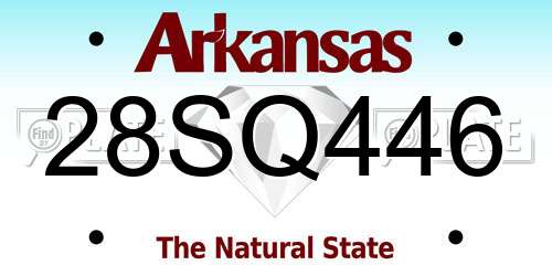 28SQ446 Arkansas License Plate