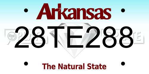 28TE288 Arkansas License Plate