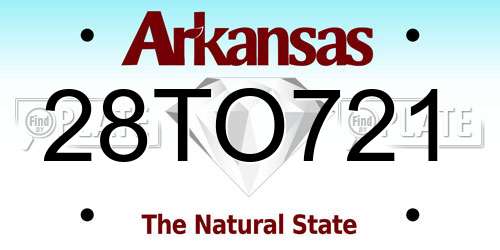 28TO721 Arkansas License Plate