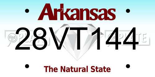 28VT144 Arkansas License Plate