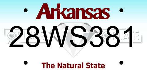 28WS381 Arkansas License Plate