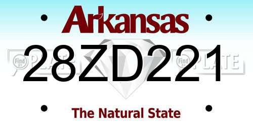 28ZD221 Arkansas License Plate