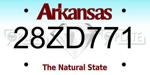 28ZD771 Arkansas License Plate