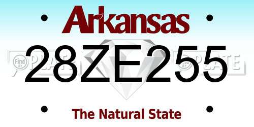 28ZE255 Arkansas License Plate