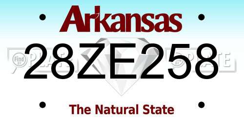 28ZE258 Arkansas License Plate