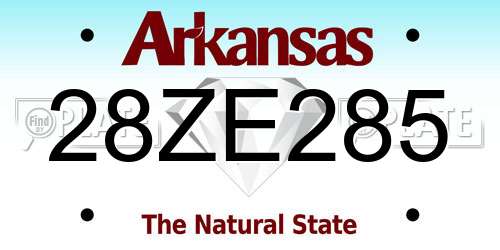 28ZE285 Arkansas License Plate