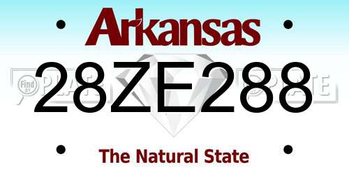 28ZE288 Arkansas License Plate