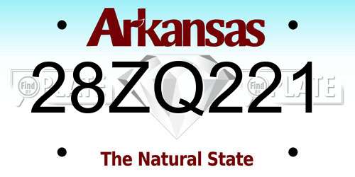 28ZQ221 Arkansas License Plate