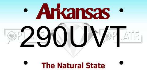 290UVT Arkansas License Plate