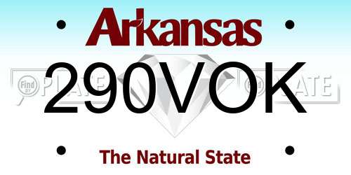 290VOK Arkansas License Plate