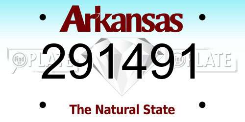 291491 Arkansas License Plate