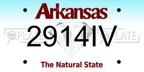 2914IV Arkansas License Plate